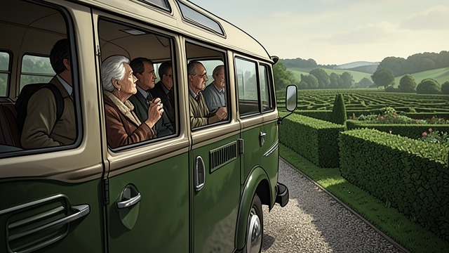 The Tour Assignment from "Nemesis". A Journey with No Destination A travel bureau informs Jane Marple that Jason Rafiel has paid for her place on a tour of historic houses and gardens.