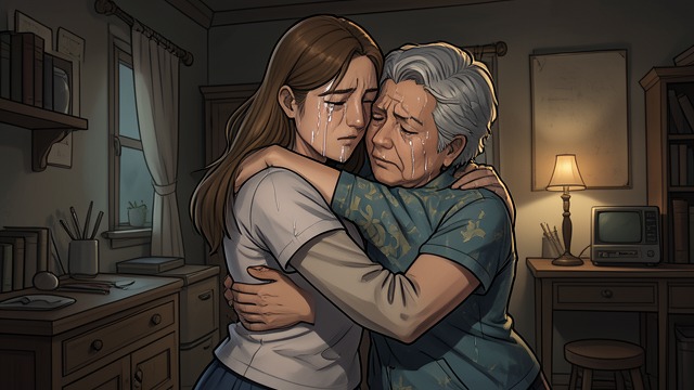 The Mother’s Embrace from "5 Centimeters per Second". The Mother’s Embrace Relief before questions Asuna’s mother does not begin with a scolding when her missing daughter returns; she cries with relief.
