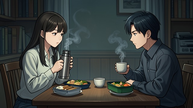 A Lunch Packed for Two from "5 Centimeters per Second". A Lunch Packed for Two Care prepared in advance Akari brings tea and a homemade lunch for Takaki, who has traveled for hours through snow without eating.