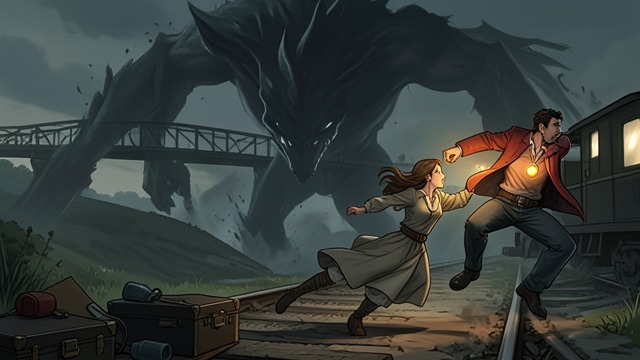 Rescue on the Bridge from "5 Centimeters per Second". Rescue on the Bridge The creature’s attack Asuna encounters a huge monster on the railway bridge and freezes as it moves to strike.