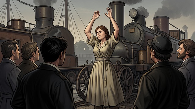 A Meeting at the River from "Heart of Darkness". A Silent Confrontation Facing the Steamer The woman stood abreast of the vessel and looked directly at those aboard.