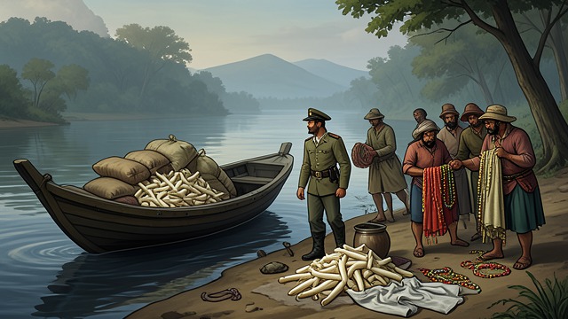 A Trickle of Ivory from "Heart of Darkness". Trade at the Station Goods Inward Caravans brought manufactured goods, including cloth, beads, and wire, into the interior.
