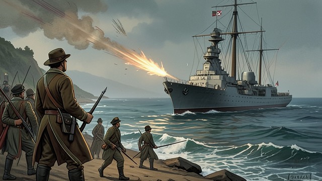 Coastal Passage from "Heart of Darkness". Along the Coast Repeated Landings A French steamer carried Marlow along a coastline where soldiers and customs officers were repeatedly put ashore.
