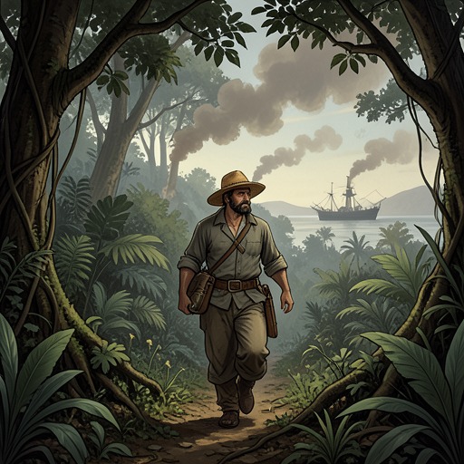 Colonial Violence and Resistance from "Heart of Darkness". This flow traces the changing forms of coercion, resistance, and armed confrontation encountered along Marlow’s route.