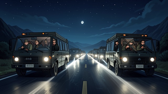 Organized Raids from "I Am Legend". Violence with Structure Coordinated Forces The attackers arrive in dark cars equipped with spotlights, guns, axes, and pikes.