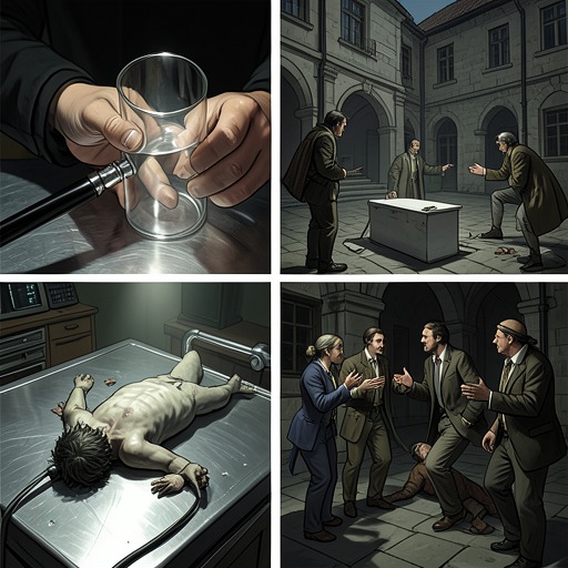 The Body as Evidence from "I Am Legend". This flow traces how physical bodies move from objects of grief to experimental evidence and finally political symbols.