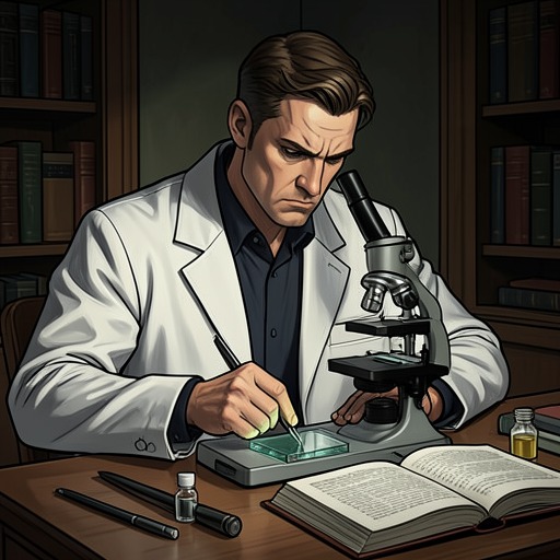 Discovery of the Vampiris Bacillus from "I Am Legend". This flow traces the decisive discovery that turns vampirism from legend into an identifiable biological infection.