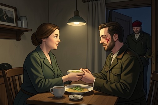 The Disfigured Pilot and the Maid Rekindle Their Love After the Illusion Fades from "Kiss of the Spider Woman". The Disfigured Pilot and the Maid Rekindle Their Love After the Illusion Fades is an embedded film story told by Molina to Valentin.