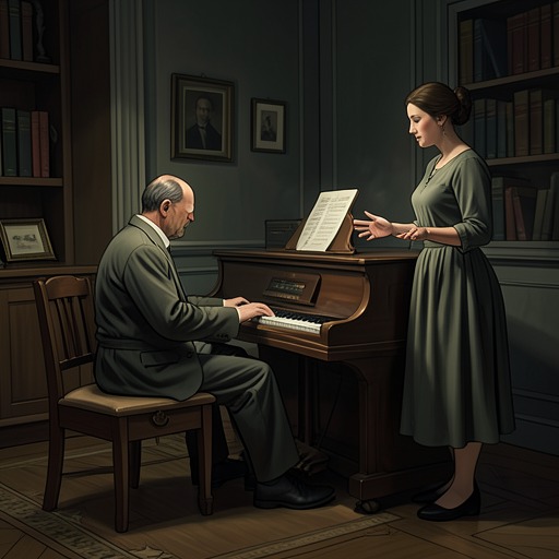 The Maid’s Illusion and the Blind Composer from "Kiss of the Spider Woman". The blind composer’s tale reveals how perception changes under love and how the spinster’s own grief helps the lovers recover their shared vision.