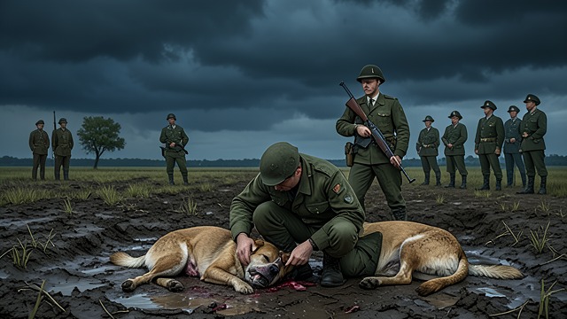 Half Assets from "World War Z". Half Assets Loss A handler is executed after trying to rescue an abandoned partner. Reform The army permits handlers to risk themselves for their dogs.
