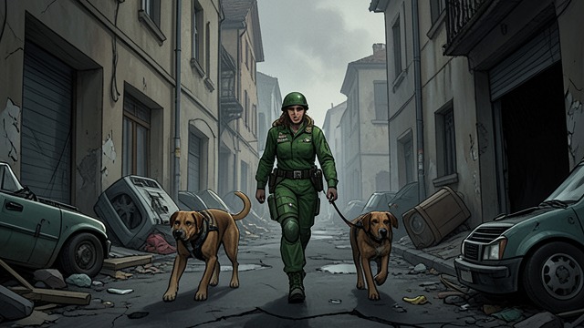 Maze’s Escorts from "World War Z". Maze’s Escorts Partnership Maze scouts hostile territory with Pongo and Perdy protecting her.