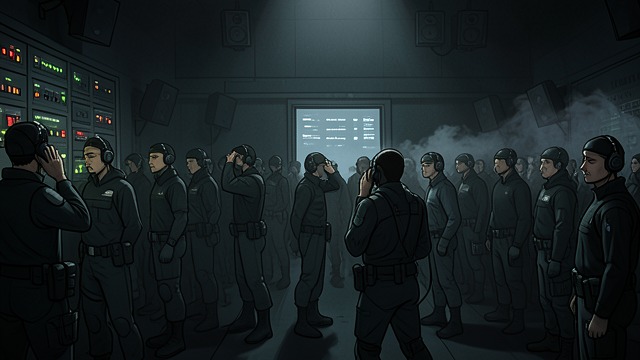 The Listening Room from "World War Z". The Listening Room Incoming Voices Operators receive cries from civilians trapped in cities, camps, and burning fortresses.