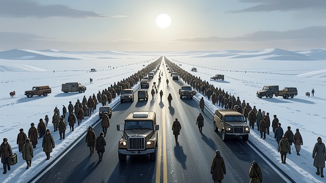 Northern Diversion from "World War Z". Northern Diversion Public Message North American authorities tell civilians to Go north as winter approaches.