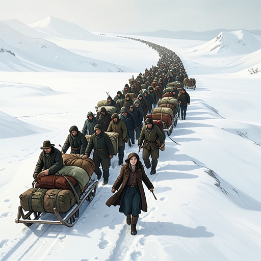 The Winter Exodus from "World War Z". This flow follows Jesika Hendricks through the disastrous civilian flight north and its transformation into a lesson in survival.