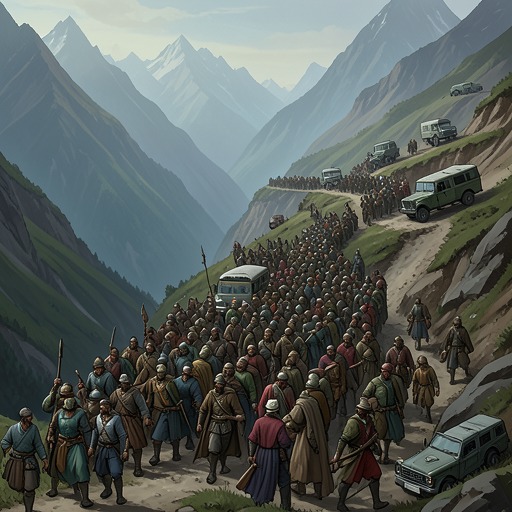 The Battle For India from "World War Z". This flow follows the Indian retreat from overcrowded roads to Himalayan barriers and a costly turning point.