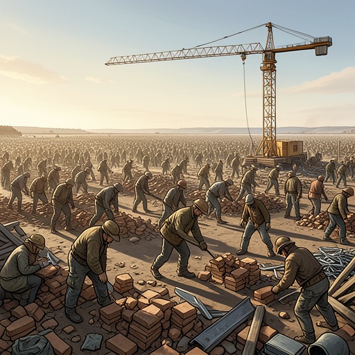The American Reconstruction from "World War Z". This flow traces how the United States converts survival into production through labor, recycling, and strategic restraint.
