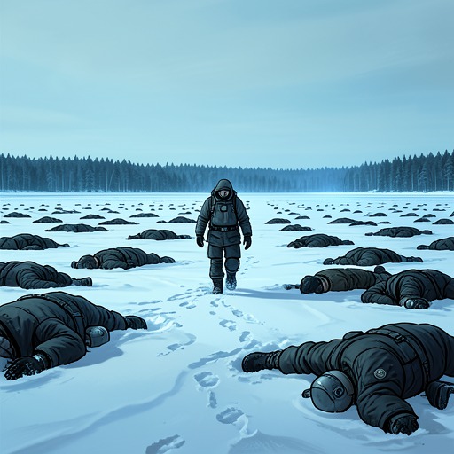 The Lasting Cleanup from "World War Z". This flow traces the war’s continuation after victory through frozen bodies, ecological damage, and the refusal to declare the work finished.