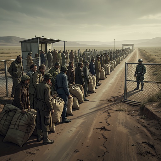 The Refugee Corridor from "World War Z". This flow follows human migration as fear, money, infection, and hope transform borders into channels of contagion.