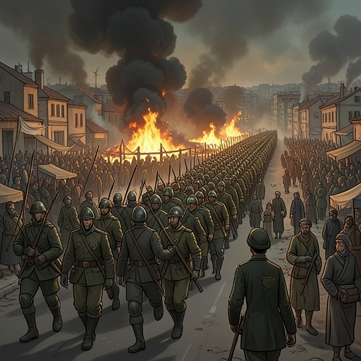 The Global Retreat from "World War Z". This flow traces the military retreat from dispersed defense toward concentrated zones and deliberate sacrifice.