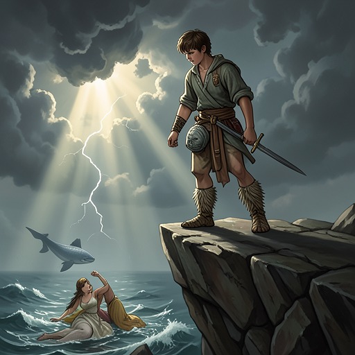 Perseus’s Heroic Passage from "Metamorphoses". This flow follows Perseus from divine ancestry through monster slaying, rescue, kingship, and the use of petrifying power.