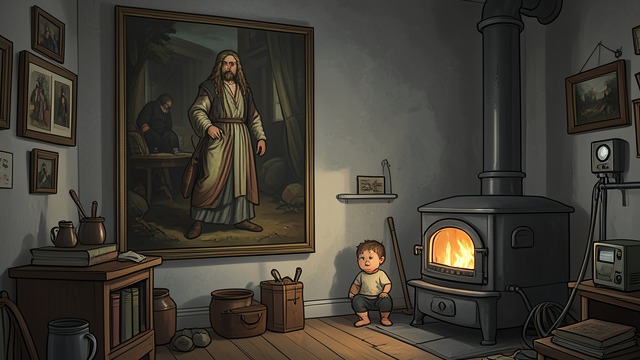 A Portrait in the Dark from "I'm Thinking of Ending Things". A Portrait in the Dark A figure replaces the furnace The narrator finds a painting of the basement in which a long-haired figure stands where the furnace…