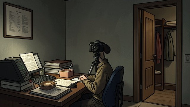 A Private Room from "I'm Thinking of Ending Things". A Private Room Evidence of habitation The narrator finds a room containing food, photographs, a camera, and a closet.