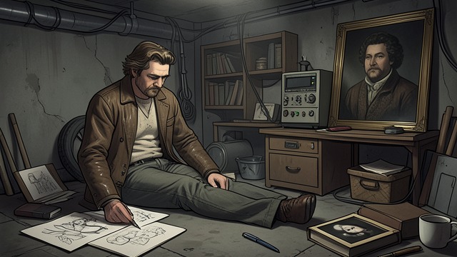 Clues in the House from "I'm Thinking of Ending Things". Clues in the House Searching the rooms The narrator explores the basement and Jake’s bedroom, finding drawings, unusual photographs, and a childhood portrait…