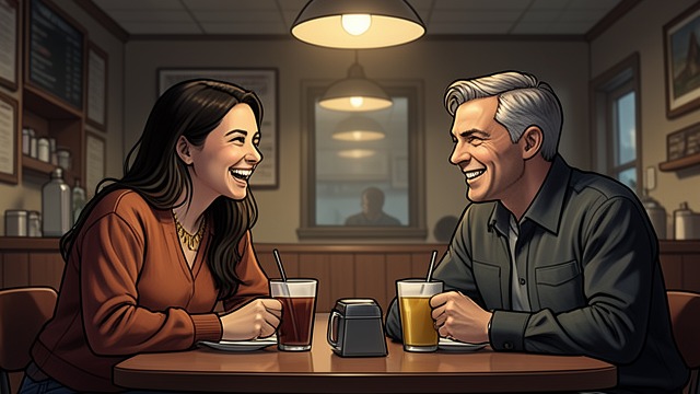 A Shared Joke from "I'm Thinking of Ending Things". A Shared Joke Ease returns briefly Jake and the narrator laugh about their drinks after leaving the Rural Dairy Queen.
