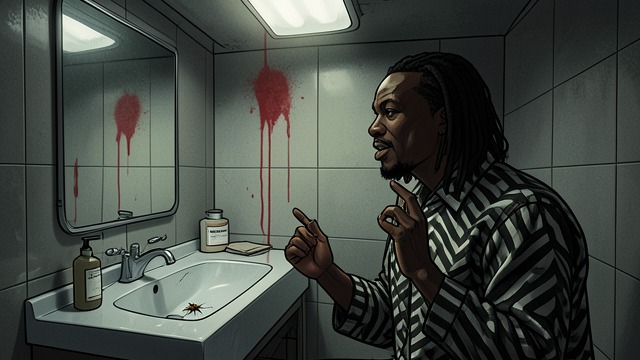 The Bathroom Without a Mirror from "I'm Thinking of Ending Things". The Bathroom Without a Mirror A private pause The narrator enters the farmhouse bathroom, where harsh light and the absence of a mirror make her feel unlike…