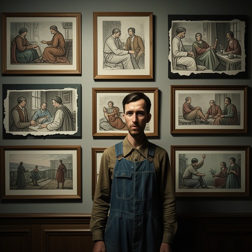 The Farmhouse Portraits from "I'm Thinking of Ending Things". Photographs, drawings, and a promised portrait destabilize the narrator’s understanding of Jake’s family and identity.