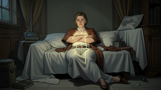 A Body Arranged from "Point Blank". A Body Arranged A deliberate pose Erin’s arms are folded across her chest, her legs straightened, and her dress smoothed.