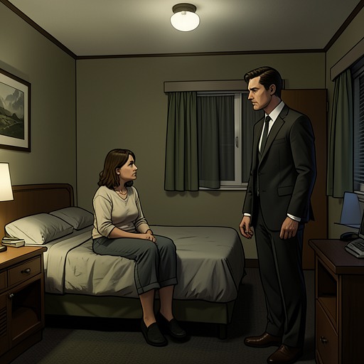 Ruth and Rolly’s Uneasy Trust from "Point Blank". Ruth’s use of Rolly as an informant depends on an unconventional exchange of trust, which the motel setup exposes as vulnerable to manipulation.