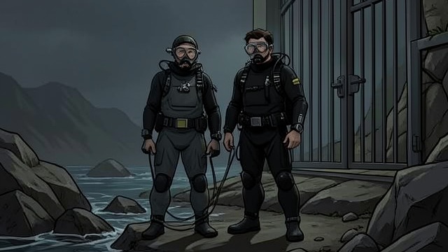 The Gate Inspection from "The Trench". The Gate Inspection A risky undertaking Mac accompanies Jonas to inspect the damaged lagoon gateway and helps prepare the equipment to tag Angel.
