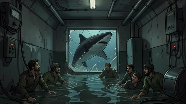 The Escape from "The Trench". The Escape Provocation and rupture Teenagers enter the underwater viewing area and provoke Angel.