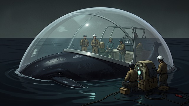 A Whale Under Observation from "The Trench". A Whale Under Observation A research encounter A documentary crew tracks a large bull sperm whale called Mad Max using hydrophones.