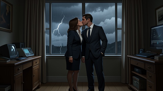 A Kiss Before Abandonment from "The Trench". A Kiss Before Abandonment The decisive separation Celeste kisses Benedict before sealing the observation deck, leaving him bound as the Kronosaurus attacks.