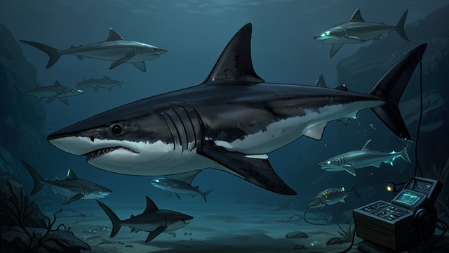 Estrus Draws the Males from "The Trench". Estrus Draws the Males A biological signal Jonas later concludes that Angel is in estrus, explaining why male great white sharks gather around the gateway.