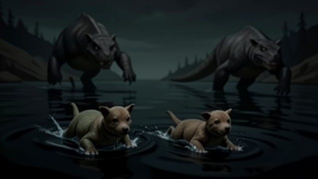 A New Generation, Same Threats from "The Trench". A New Generation, Same Threats The pups scatter Angel gives birth to two male pups, which swim away from her and the surrounding predators.