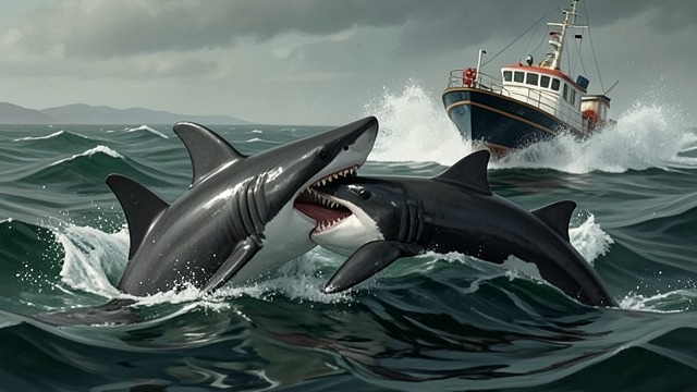 The Fight at the Surface from "The Trench". The Fight at the Surface The attack Angel bites the sperm whale’s pectoral fin as it moves toward the surface to breathe.