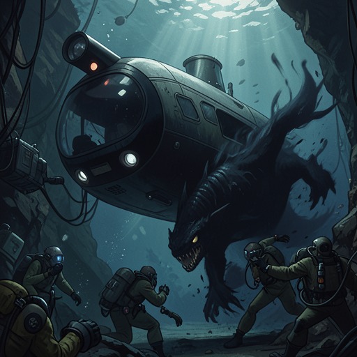 The Benthos Expedition in Peril from "The Trench". This flow traces the expedition’s shift from a confident deployment plan to repeated predator attacks and the catastrophic failure of its largest vessel.