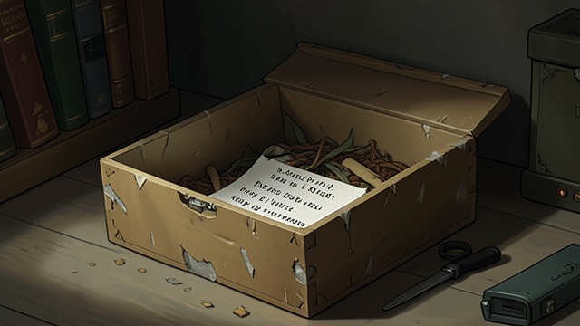 The Box as a Possible Coffin from "The Box Man". Another Occupant’s Trace Signs of life inside The narrator finds repairs, supplies, and writing in a discarded box.