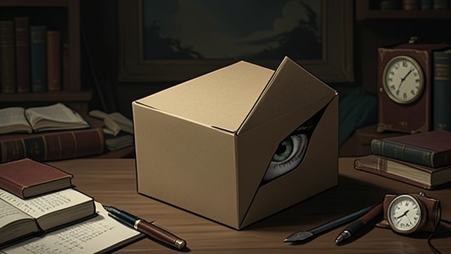 A Window That Speaks from "The Box Man". The Vinyl Slit A controlled opening The narrator explains how overlapping flaps can remain closed when the box is upright and open when it tilts.