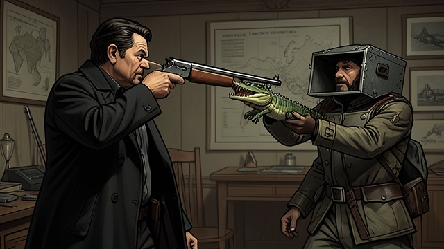 The Air Rifle Reappears from "The Box Man". A Rival Takes Aim Proof becomes a threat When the narrator uses the photograph to accuse the doctor of shooting him, the fake box man thrusts an air rifle…