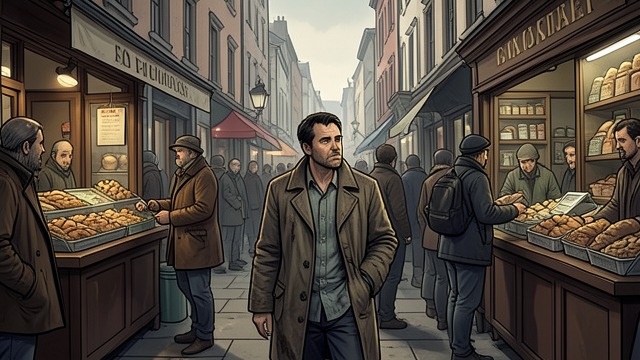 Foraging in the City from "The Box Man". Finding Food Without Money The busier districts When supplies run out, the narrator must forage in areas with a wider range of food.