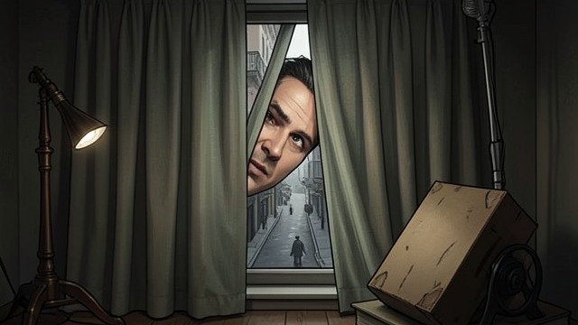 The Observation Slit from "The Box Man". An Eye in the Wall A controlled view The narrator explains how a slit in a vinyl curtain lets the box man observe the street while concealing its interior.