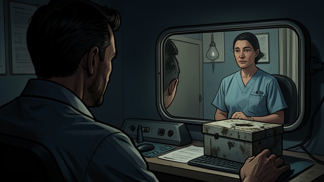 The Box as Disguise from "The Box Man". A Replicated Exterior The figure on the bed Through a rearview mirror, the narrator sees a box man seated beside the nurse.