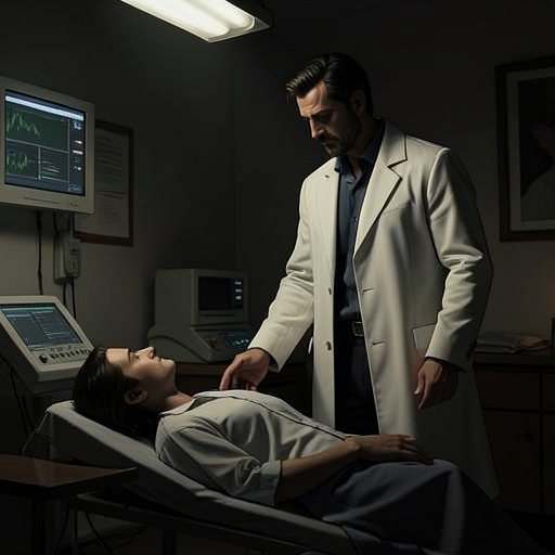 The Doctor and C’s Entanglement from "The Box Man". The doctor’s apparent authority and C’s concealed labor create a relationship sustained by loyalty, addiction, and deception.