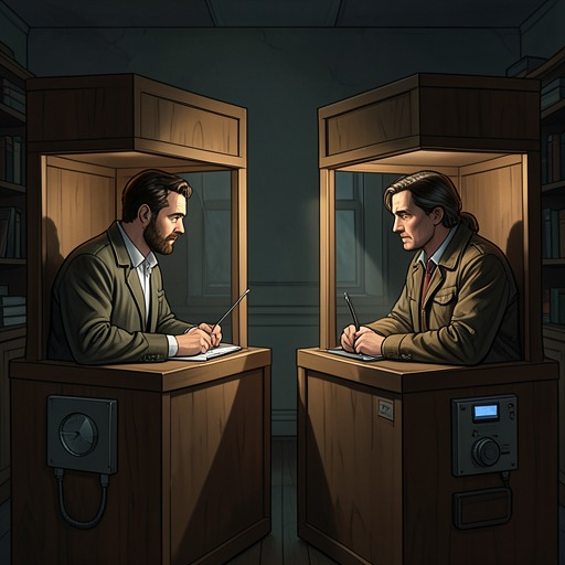The Box Men’s Identity Conflict from "The Box Man". The struggle to distinguish genuine from counterfeit box men escalates from social invisibility to a violent confrontation and unresolved authorship.