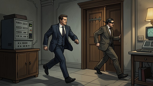 A Gunman at the Office from "The Brass Verdict". An Intruder at the Door Flight through the building Haller sees the disguised man from Bosch’s photograph in the garage and runs back to Vincent’s office.