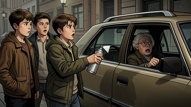The Taxi Driver’s Victim from "Sonne und Beton". A Joke Becomes a Crime Arming Himself On the night of the party, Julius reveals that he carries a butterfly knife and tear gas in case anyone causes trouble.